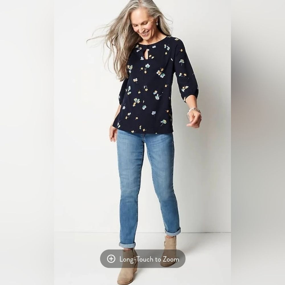 J. Jill Navy Floral Blouse